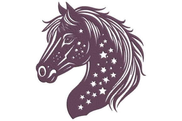Celestial Horse in Plum Purple Embroidery Design