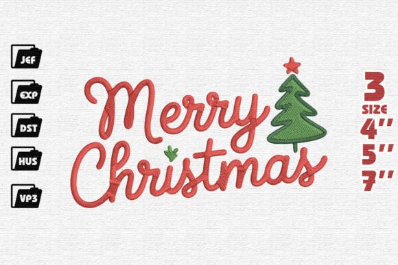Cheerful Merry Christmas Script Embroidery Design