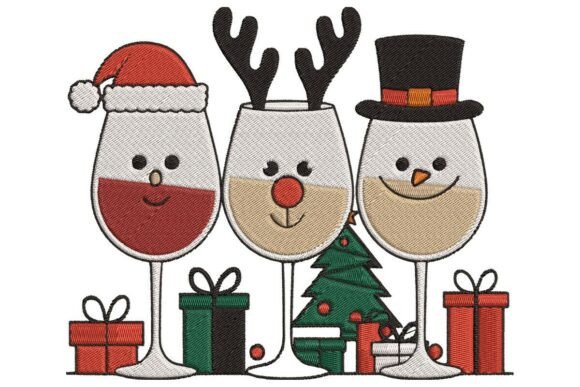 Christmas Wine Glasses Embroidery Design Review