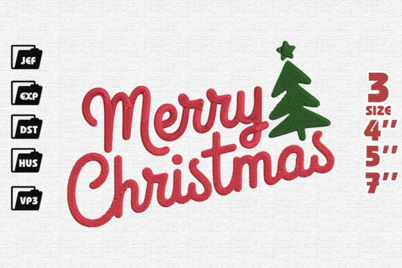 Classic Merry Christmas Script with Tree Embroidery Design Review