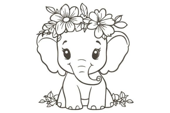 Cute Baby Elephant Embroidery for Seasonal Use