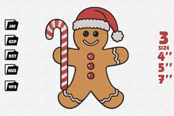 Cute Christmas Gingerbread Man Embroidery Design