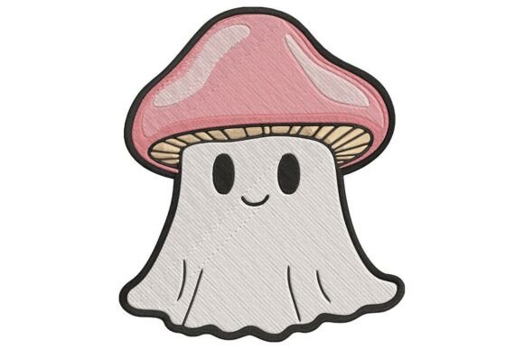 Cute Ghost with a Mushroom Hat Embroidery Design