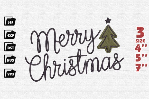 Elegant Merry Christmas Script with Tree Embroidery Design Review