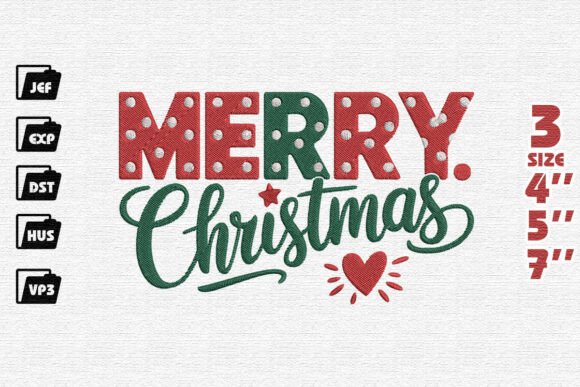 Festive Marquee Merry Christmas Embroidery Design