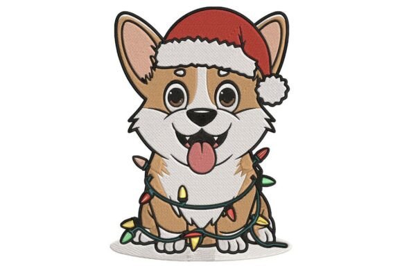 Happy Christmas Corgi Embroidery Design