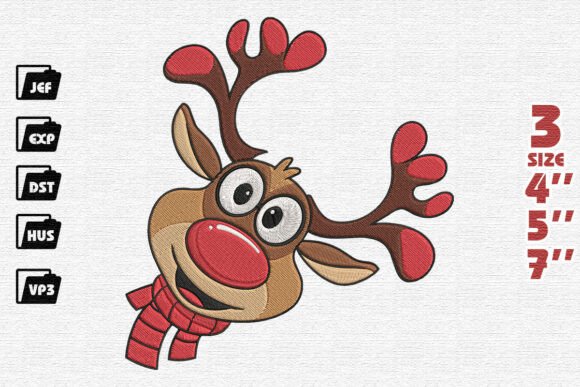 Happy Peeking Rudolph Embroidery Design Review