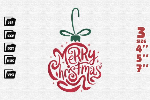 Merry Christmas Word Art Ornament Embroidery