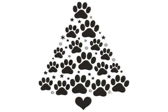 Paw Print Christmas Tree Embroidery Design Review