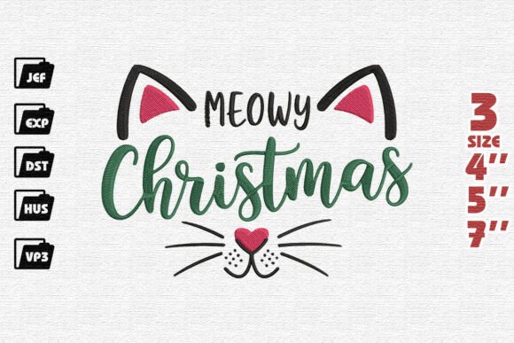 Playful Meowy Christmas Cat Face Embroidery Design Review