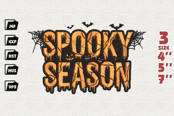 Spooky Season Halloween Typography Embroidery Design