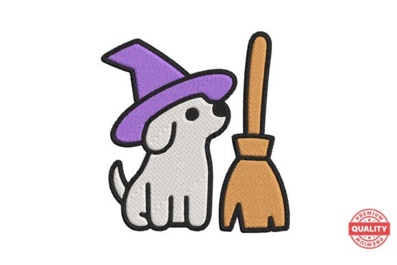 Witch Puppy with Broom Embroidery Review